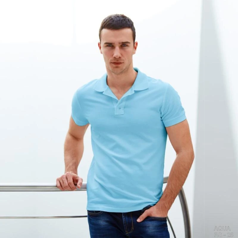 Aqua Plain Collar Polo T-shirt - 100% Cotton Unisex - 260 GSM