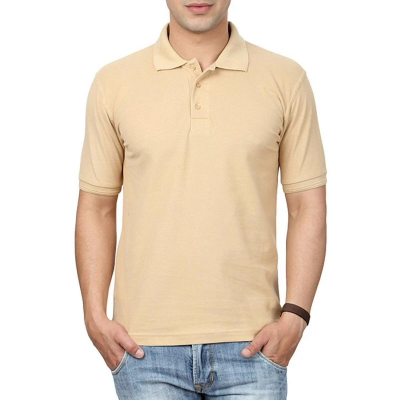 Beige Plain Collar Polo T-shirt - 100% Cotton Unisex - 200 GSM