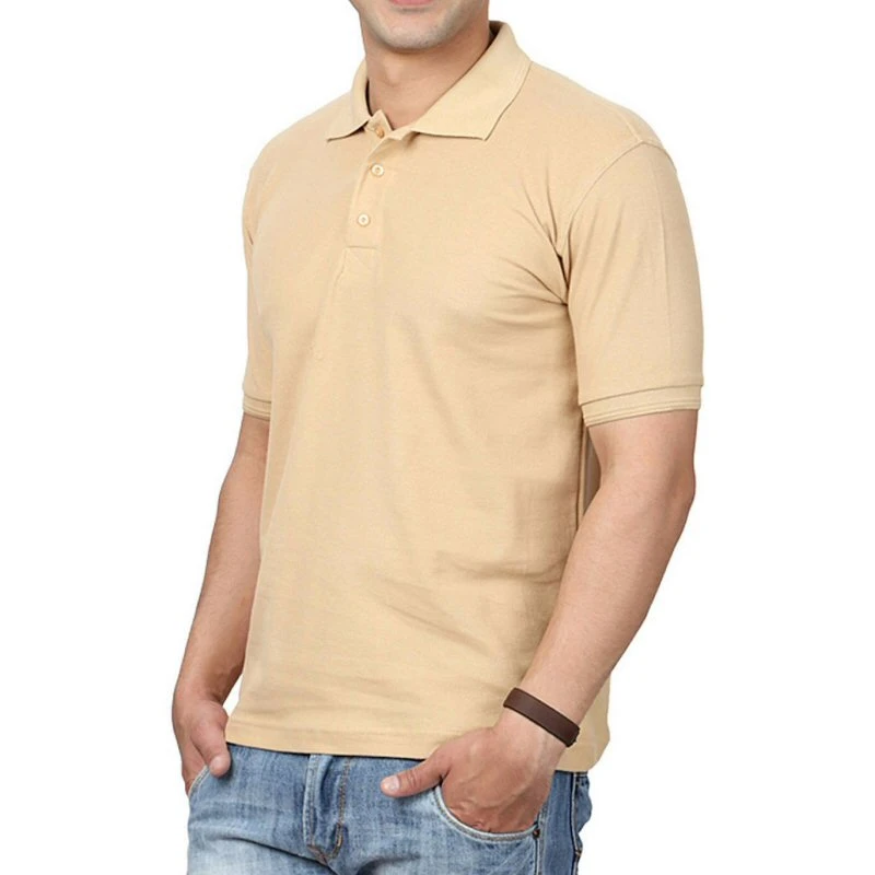 Beige Plain Collar Polo T-shirt - 100% Cotton Unisex - 200 GSM product image