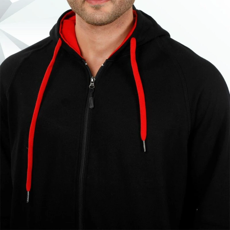 Black And Red Plain Zip Hoodie product image