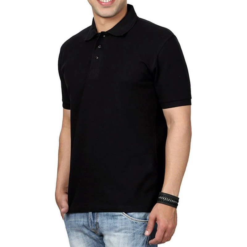 Black Plain Collar Polo T-shirt - 100% Cotton Unisex - 240 GSM product image