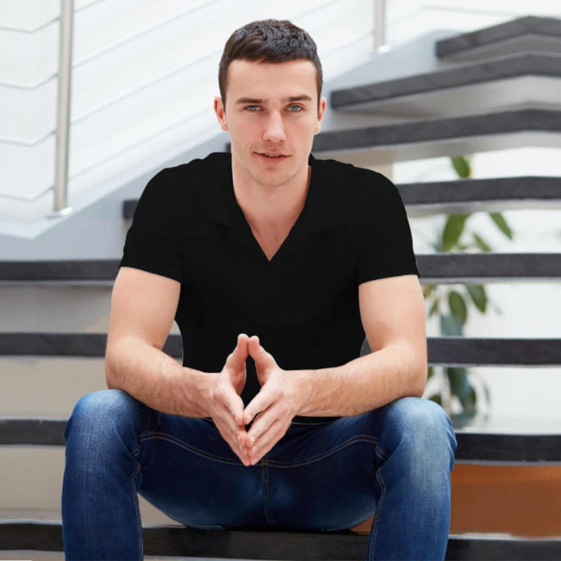 Black Plain Collar Polo T-shirt - 100% Cotton Unisex - 260 GSM product image