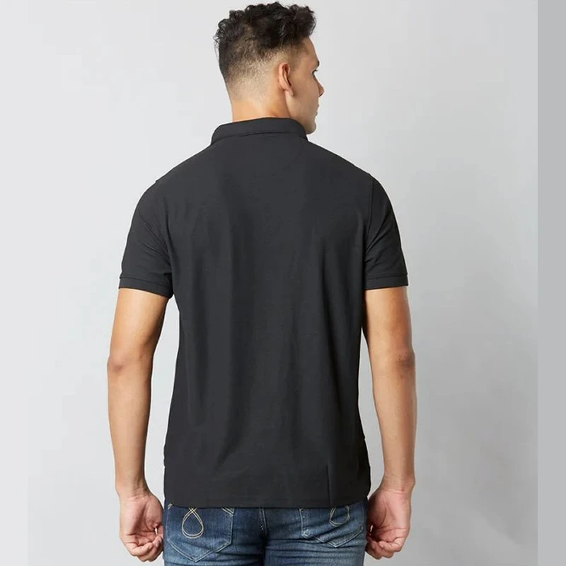 Black Plain Mars Dry Fit Collar Polo T-shirt product image