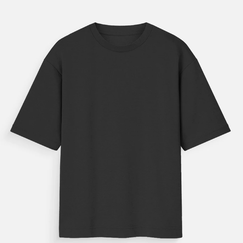Black 180 GSM Plain Oversized Round Neck T-Shirt - Unisex