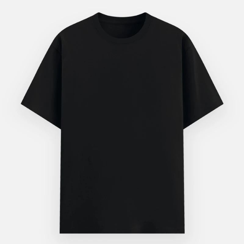 Black Plain Poly Cotton Round Neck T-shirt - Unisex