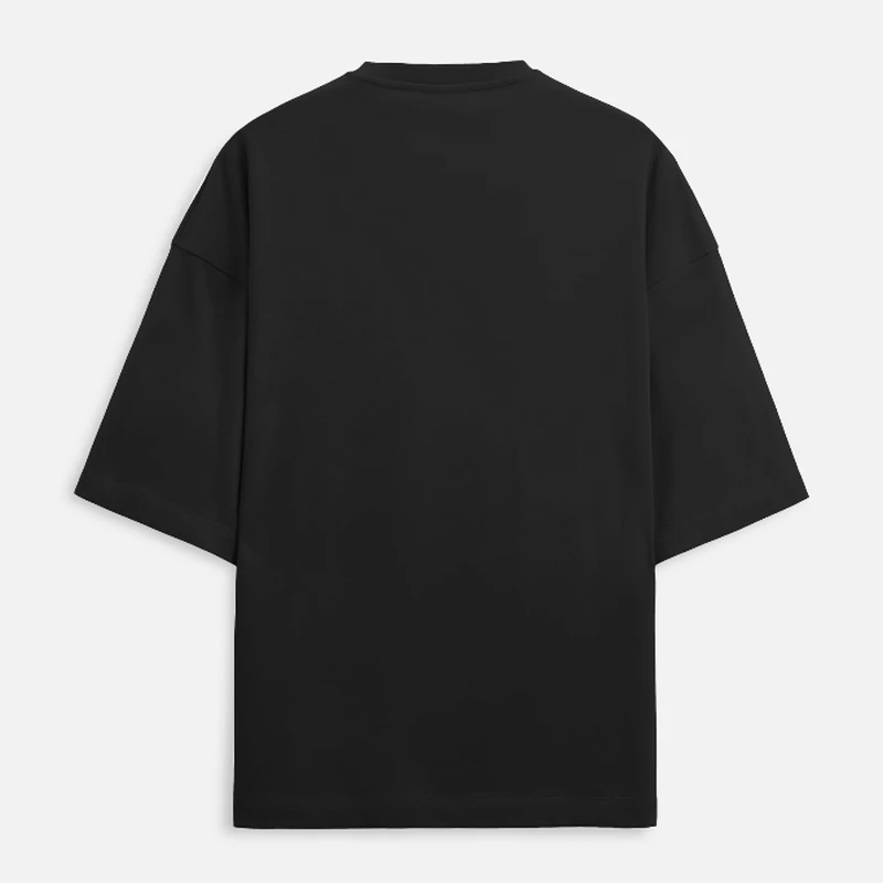 Black Plain Terry Boxy Oversized Round Neck T-Shirt product image