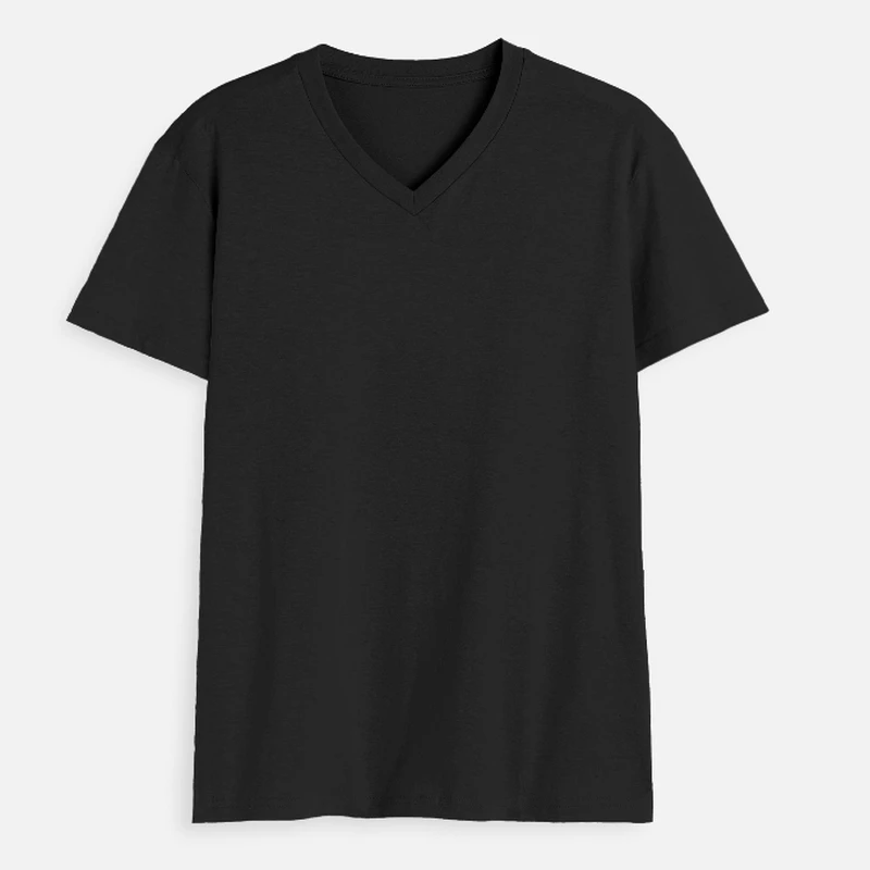 Black Plain V Neck T-shirt