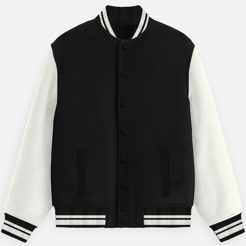 Black Plain Varsity Jacket - Unisex