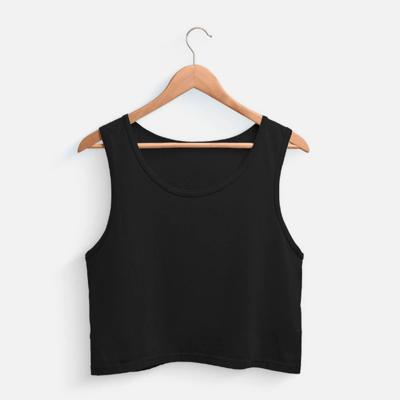 Black Plain Women Crop Tank