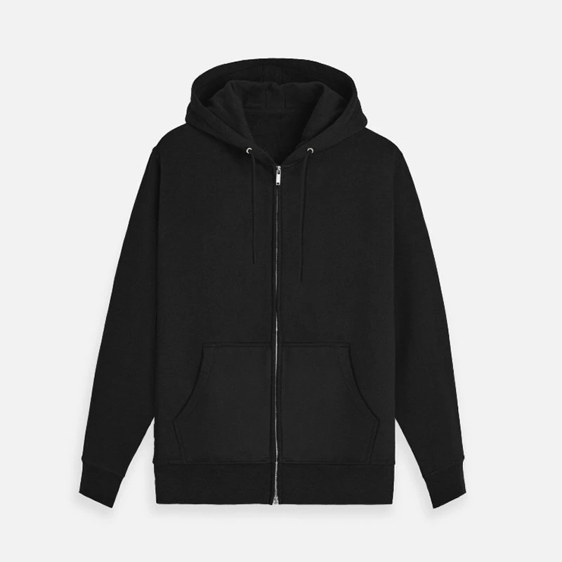 Black Plain Zip Hoodie - Unisex Heavyweight 400 GSM