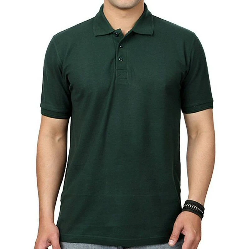 Bottle Green Plain Collar Polo T-shirt - 100% Cotton Unisex - 280 GSM