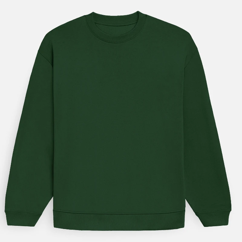 Bottle Green Plain Oversized Sweatshirt - Unisex Heavyweight 400 GSM Drop Shoulder