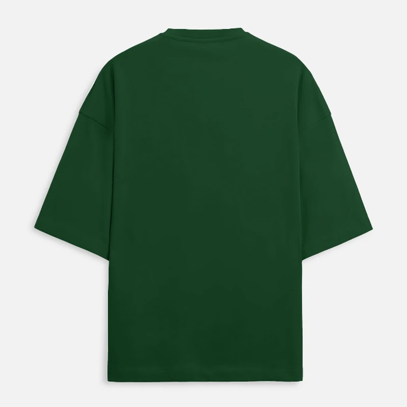 Bottle Green Plain Terry Boxy Oversized Round Neck T-Shirt product image
