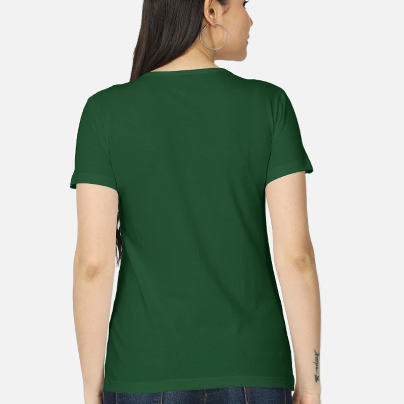 Bottle Green Plain Women Round Neck T-shirt product image