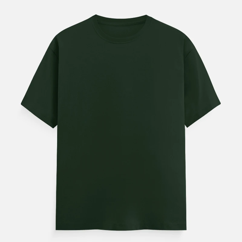 Bottle Green Plain Round Neck T-shirt - Unisex Regular Fit