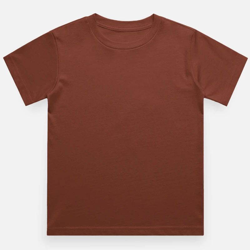 Brick Red Plain Kids Round Neck T-shirt – Unisex: Suitable for Boys & Girls