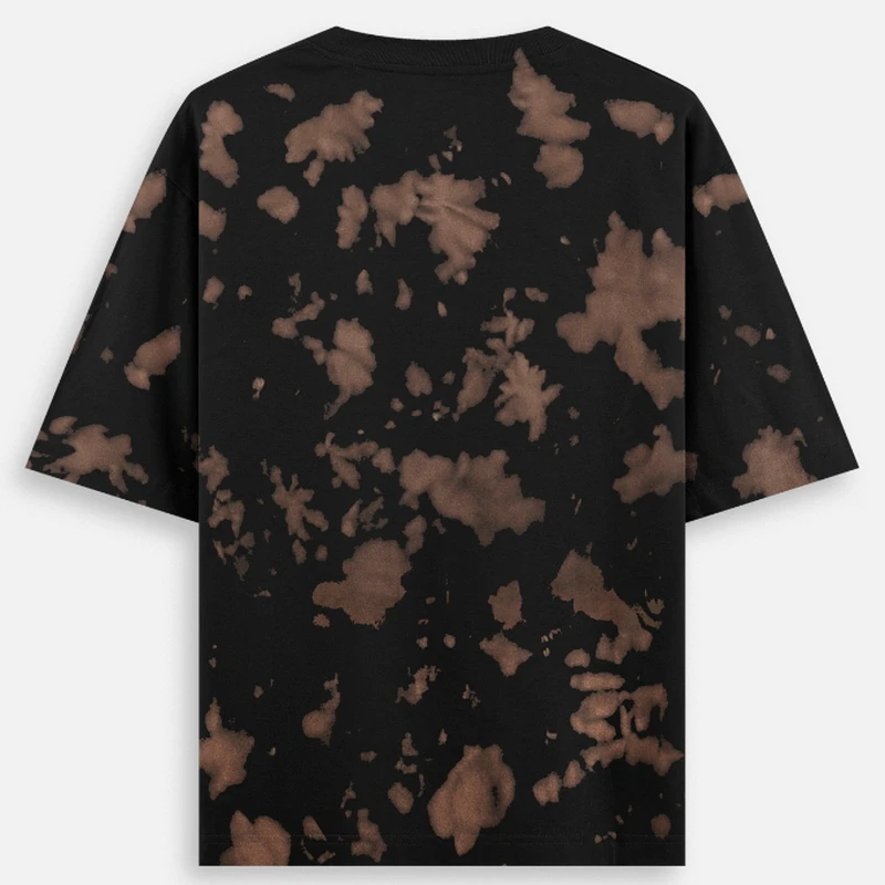 Brown Black Plain Tie Dye Oversized Round Neck T-Shirt product image