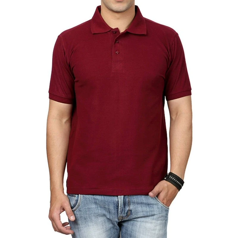 Burgundy Plain Collar Polo T-shirt - 100% Cotton Unisex - 240 GSM