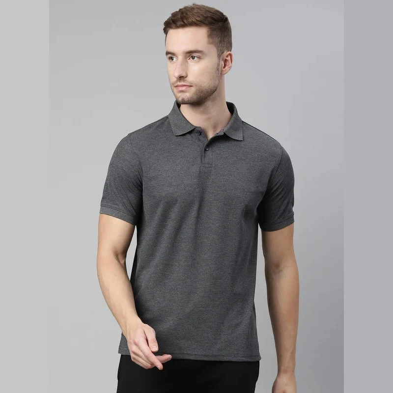 Carbon Grey Melange Plain Mars Dry Fit Collar Polo T-shirt