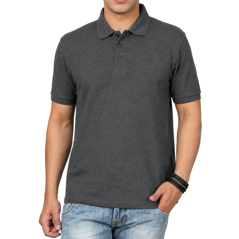Charcoal Melange Plain Collar Polo T-shirt - 100% Cotton Unisex - 200 GSM