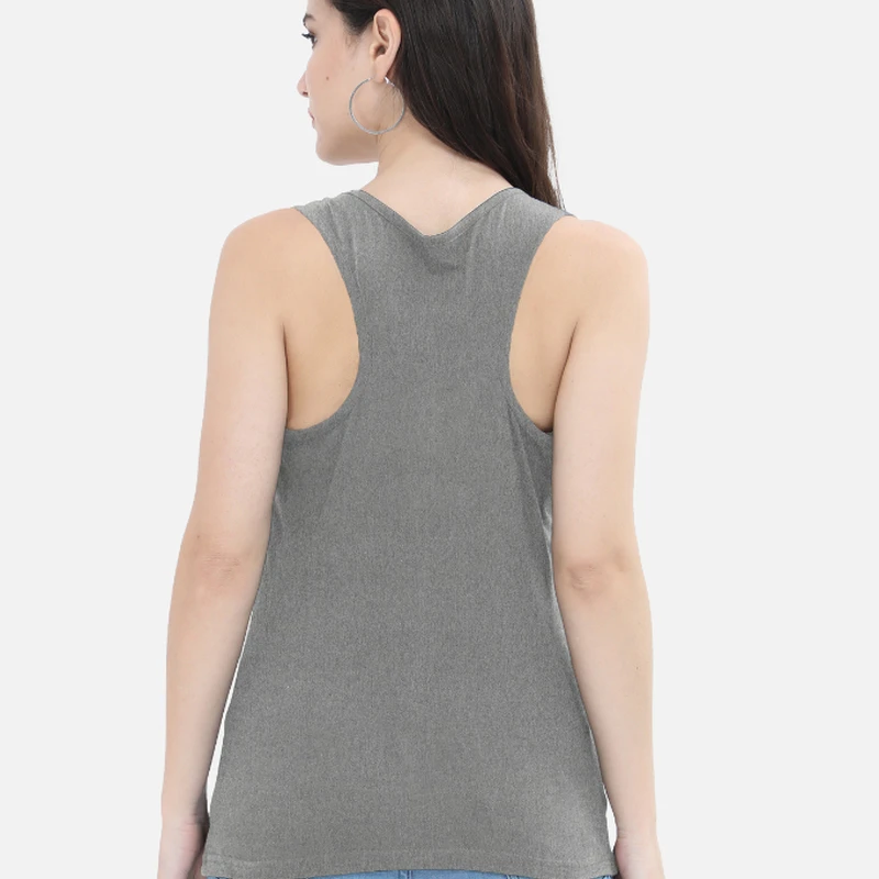 Charcoal Melange Plain Women Tank Top product image