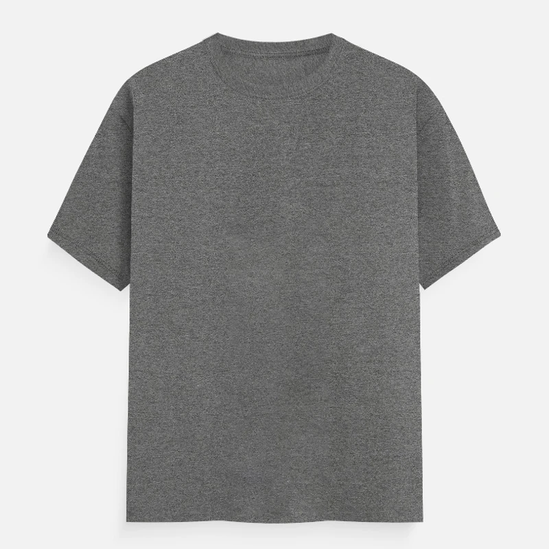 Charcoal Melange Plain Round Neck T-shirt - Unisex Regular Fit