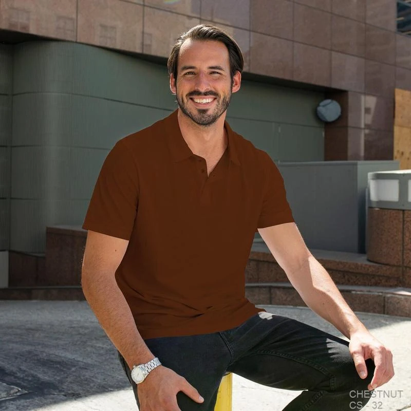 Chestnut Plain Collar Polo T-shirt - 100% Cotton Unisex - 230 GSM