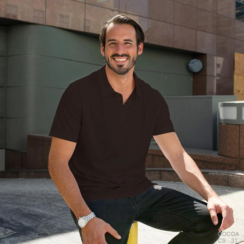 Cocoa Plain Collar Polo T-shirt - 100% Cotton Unisex - 230 GSM