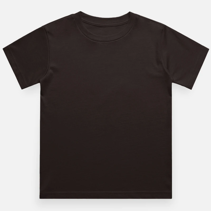 Coffee Brown Plain Kids Round Neck T-shirt – Unisex: Suitable for Boys & Girls