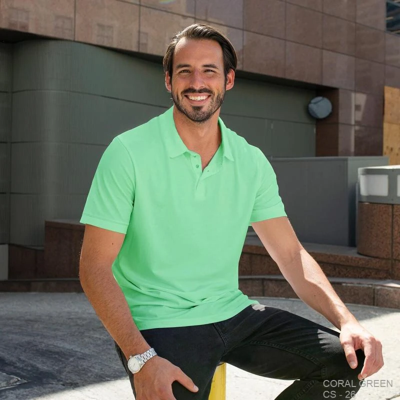 Coral Green Plain Collar Polo T-shirt - 100% Cotton Unisex - 230 GSM