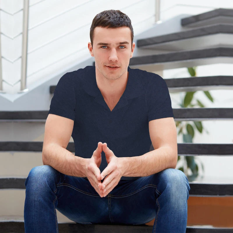 Dark Denim Plain Collar Polo T-shirt - 100% Cotton Unisex - 260 GSM product image