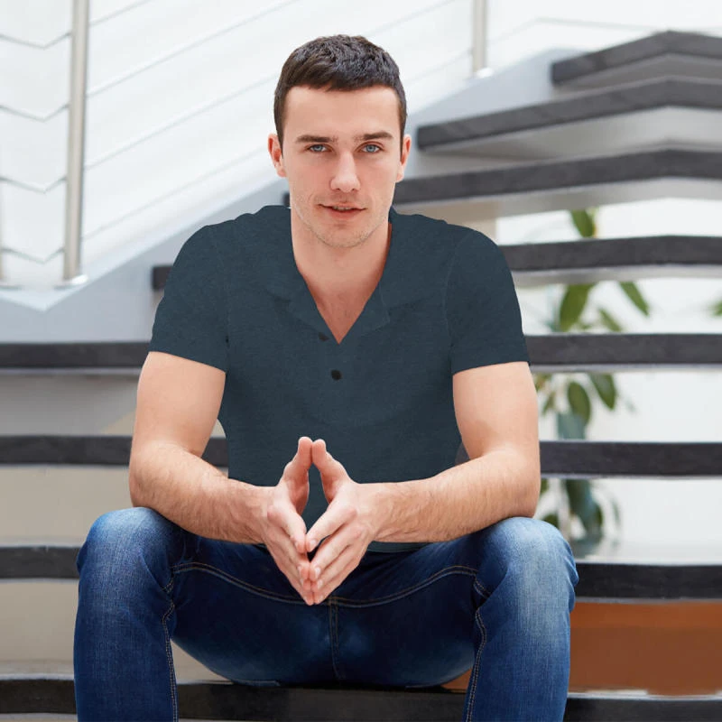 Denim Plain Collar Polo T-shirt - 100% Cotton Unisex - 260 GSM product image