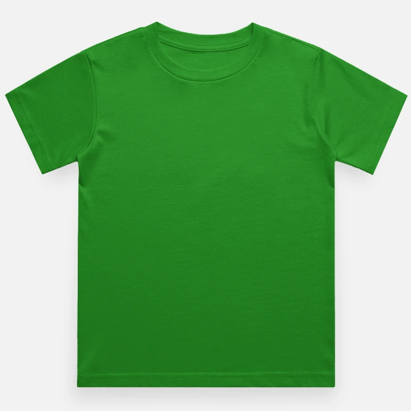 Flag Green Plain Kids Round Neck T-shirt – Unisex: Suitable for Boys & Girls