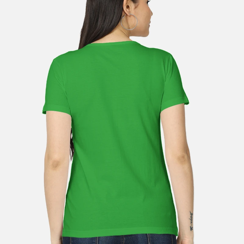 Flag Green Plain Women Round Neck T-shirt product image