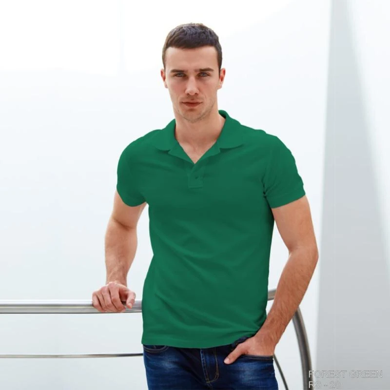 Forest Green Plain Collar Polo T-shirt - 100% Cotton Unisex - 260 GSM
