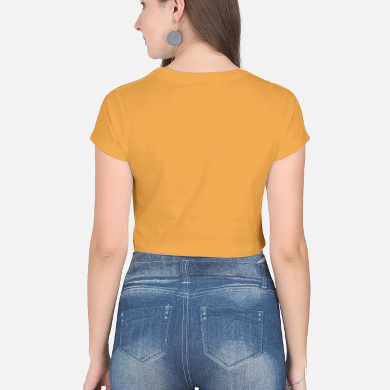 Golden Yellow Plain Women Crop Top product image