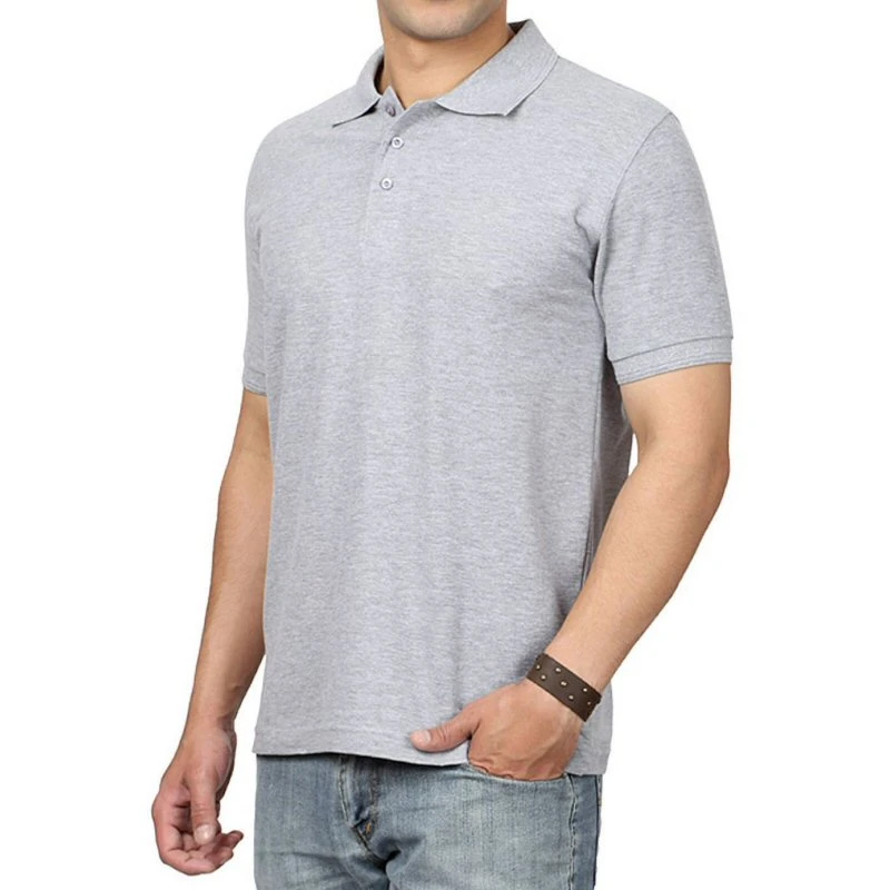 Grey Melange Plain Collar Polo T-shirt - 100% Cotton Unisex - 240 GSM product image
