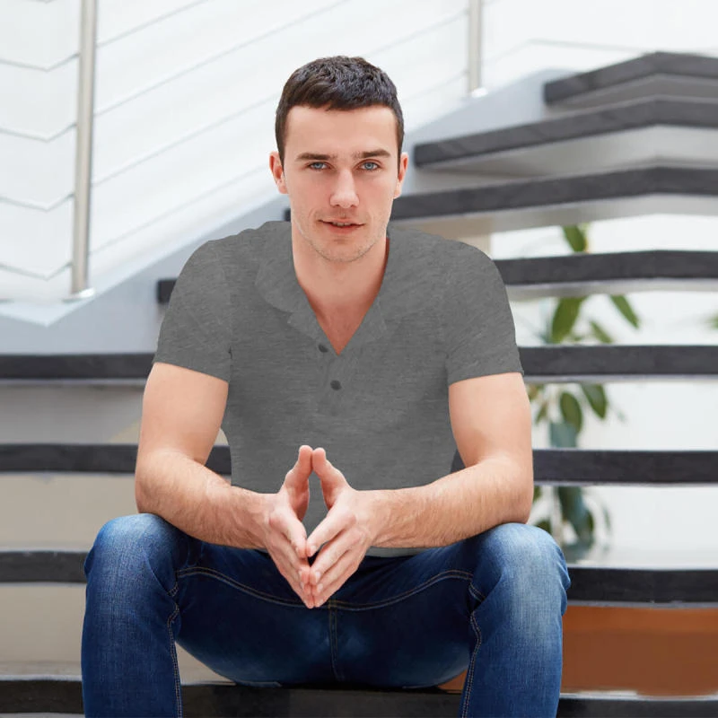 Grey Melange Plain Collar Polo T-shirt - 100% Cotton Unisex - 260 GSM product image
