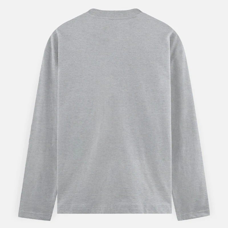 Grey Melange Plain Full Sleeve Round Neck T-shirt product image
