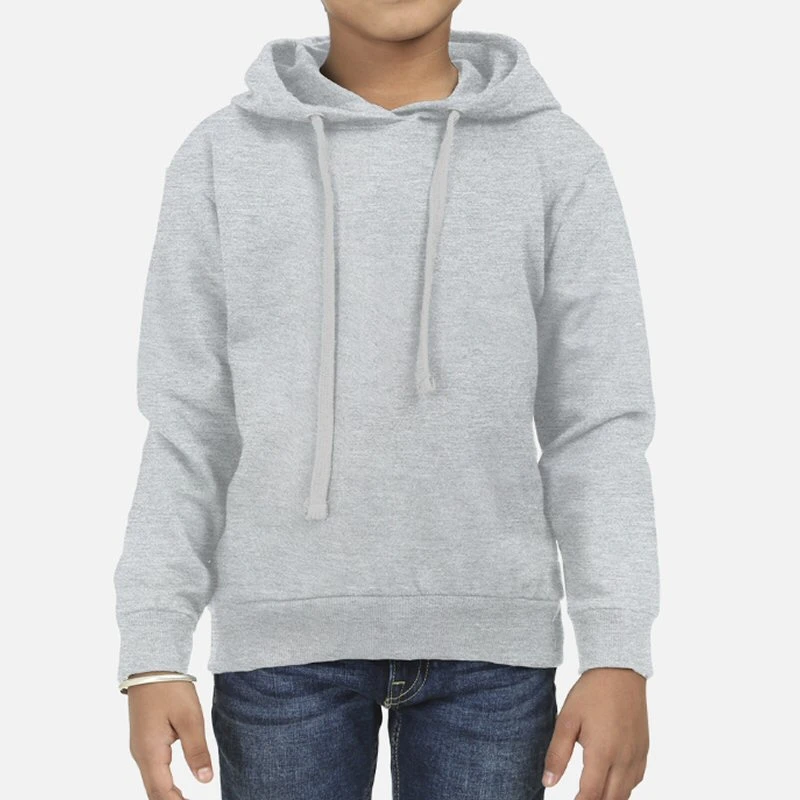 Grey Melange Plain Kids Hoodie – Unisex: Suitable for Boys & Girls
