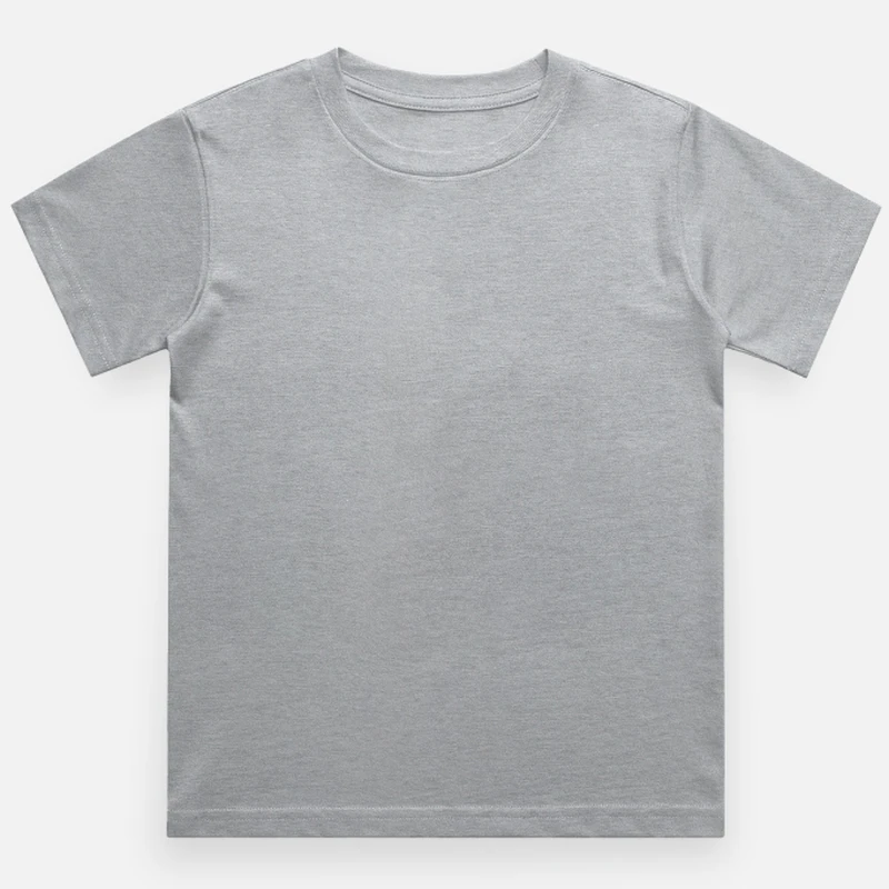 Grey Melange Plain Kids Round Neck T-shirt – Unisex: Suitable for Boys & Girls