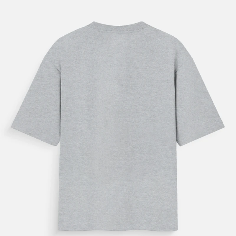 Grey Melange Plain Oversized Round Neck T-Shirt product image
