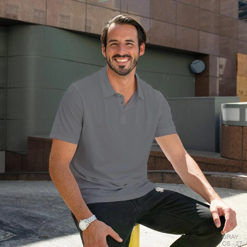 Grey Plain Collar Polo T-shirt - 100% Cotton Unisex - 230 GSM