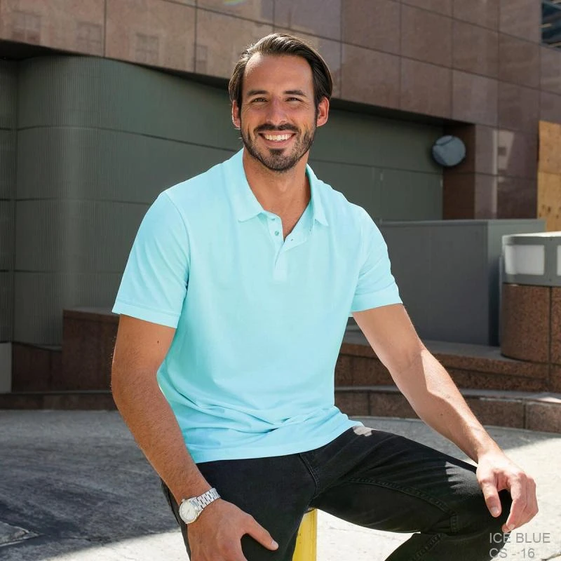 ICE-BLUE Ice Blue Plain Collar Polo T-shirt - 100% Cotton Unisex - 230 GSM