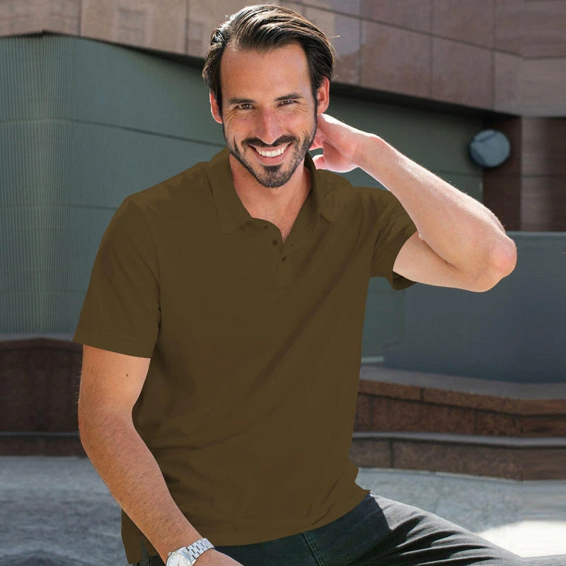 Khaki Plain Collar Polo T-shirt - 100% Cotton Unisex - 230 GSM product image