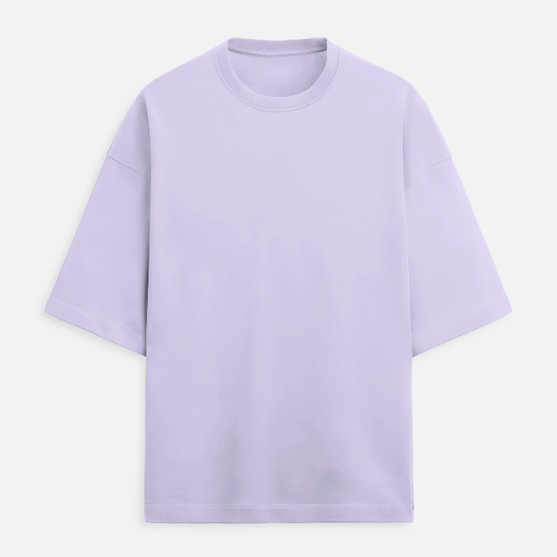 Lavender Plain Terry Boxy Oversized Round Neck T-Shirt - 260 GSM Unisex