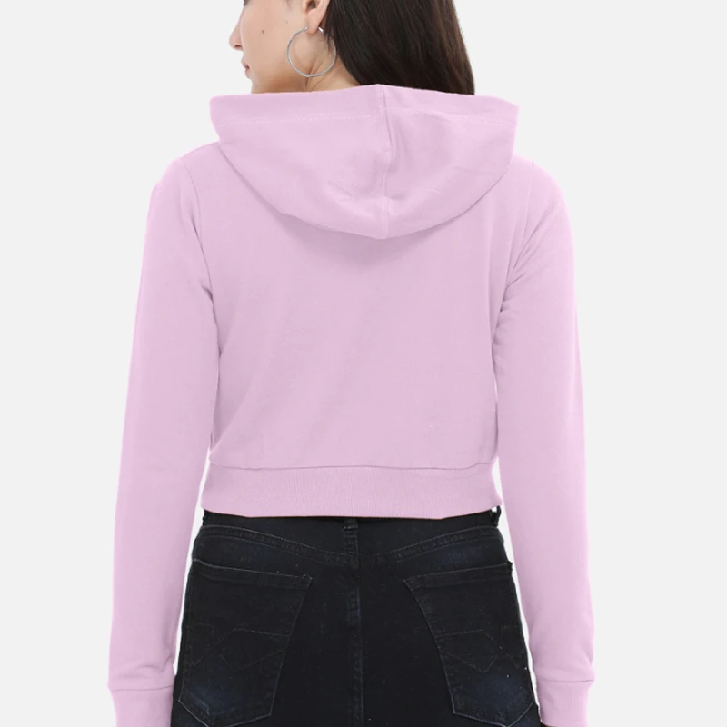 Lavender Plain Women Crop Hoodie product image