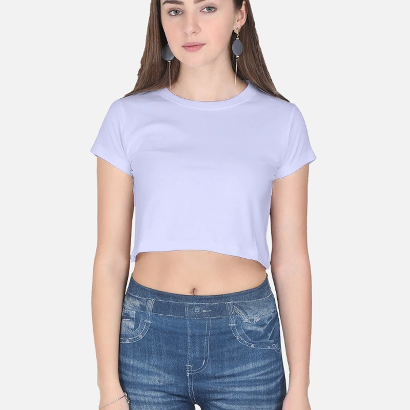 Lavender Plain Women Crop Top