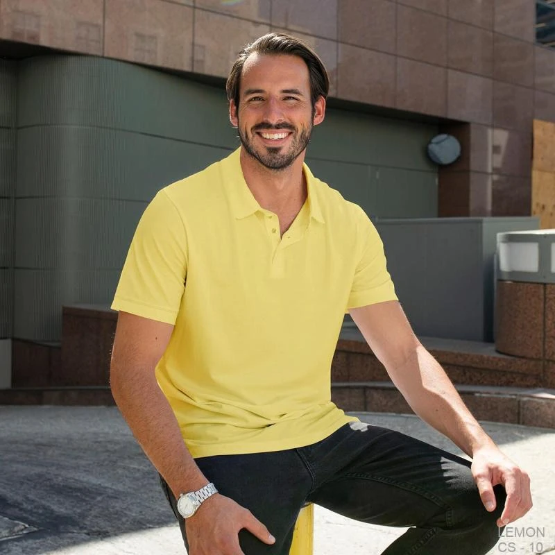 Lemon Plain Collar Polo T-shirt - 100% Cotton Unisex - 230 GSM