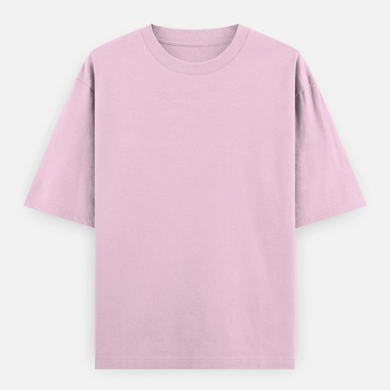 Light Baby Pink Plain Oversized Round Neck T-Shirt - 240 GSM Unisex